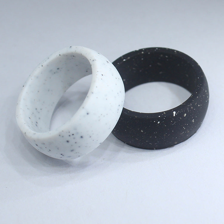 botthms white and black speckled silicone rings